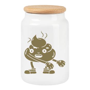 Funny poop pile dancing - Cookie Jar with Wooden Lid - white - Front