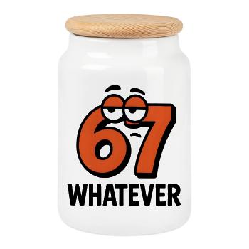 Six Seven Whatever Italian Brainrot Humor Meme  - Keksdose mit Holzdeckel - Weiß - Vorne
