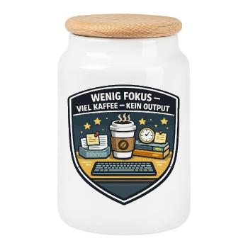 Wenig Fokus – Viel Kaffee, Kein Output - Keksdose mit Holzdeckel - Weiß - Vorne