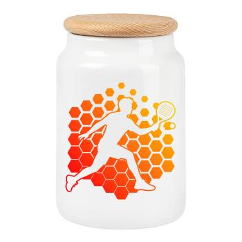 Idée cadeau coach de padel pour les fans de raquettes de padel - Boîte à biscuits avec couvercle en bois - blanc - Devant