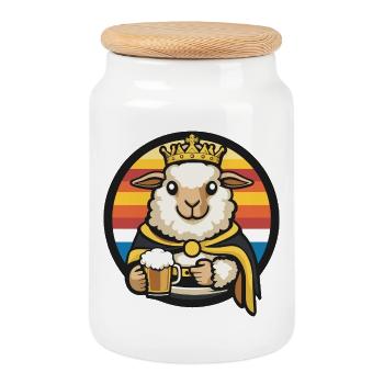 Bière de mouton drôle - Boîte à biscuits avec couvercle en bois - blanc - Devant