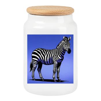 zèbre - Boîte à biscuits avec couvercle en bois - blanc - Devant