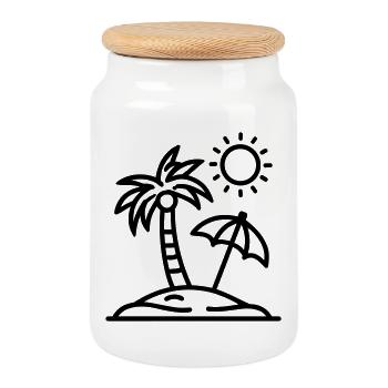 beach - Cookie Jar with Wooden Lid - white - Front