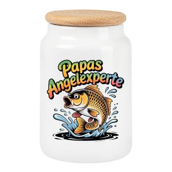 Papas Angelexperte - Keksdose mit Holzdeckel - Weiß - Vorne