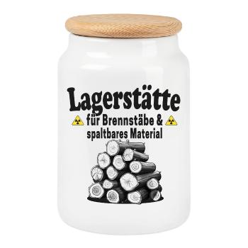 Lagerstätte Brennstäbe lustiger Holz Spruch - Keksdose mit Holzdeckel - Weiß - Vorne