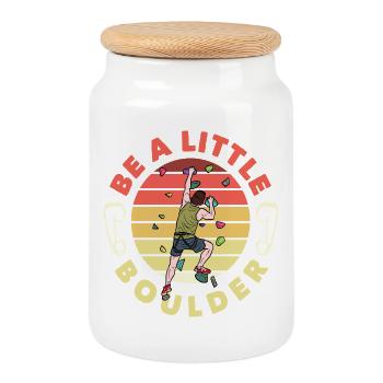 Be A Little Boulder Lustiges Bouldern - Keksdose mit Holzdeckel - Weiß - Vorne