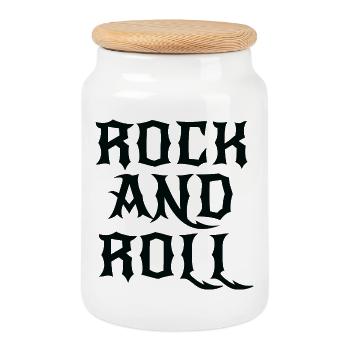 Gothic Rock and Roll logo - Cookie Jar with Wooden Lid - white - Front