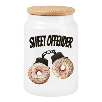 Sweet Open Donut Drôle de T-shirt - Boîte à biscuits avec couvercle en bois - blanc - Devant