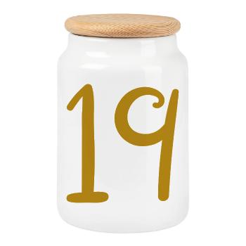 19 - Cookie Jar with Wooden Lid - white - Front