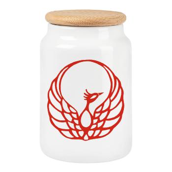 Phénix rouge - Boîte à biscuits avec couvercle en bois - blanc - Devant