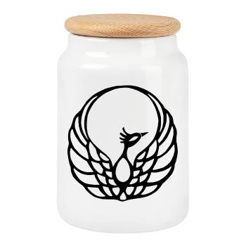 Phénix noir - Boîte à biscuits avec couvercle en bois - blanc - Devant