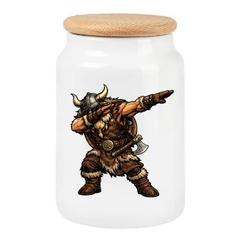 Dab des Vikings - Boîte à biscuits avec couvercle en bois - blanc - Devant