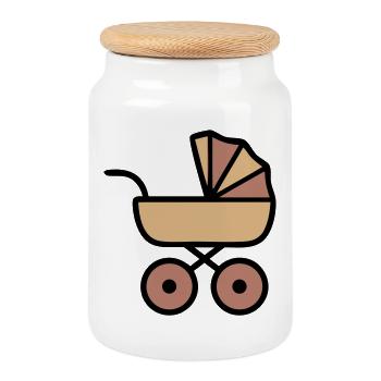 Kinderwagen Baby Boho Icon - Keksdose mit Holzdeckel - Weiß - Vorne