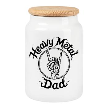 Papa heavy metal - Boîte à biscuits avec couvercle en bois - blanc - Devant