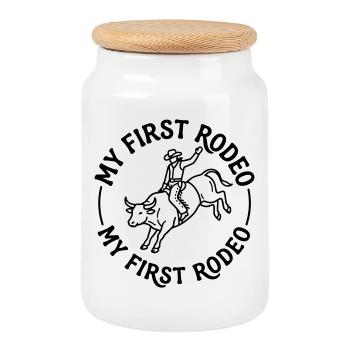 Rodeo - Cookie Jar with Wooden Lid - white - Front