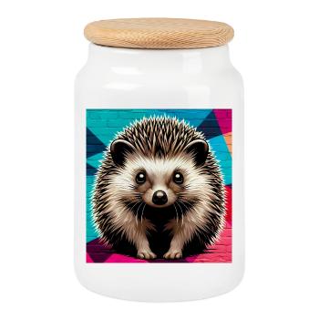 Igel - Keksdose mit Holzdeckel - Weiß - Vorne