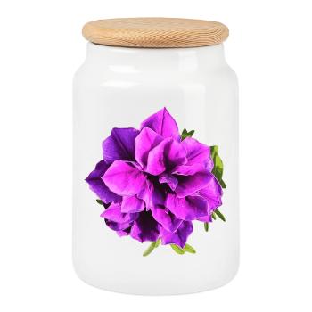 Fleur de pétunia violette - Boîte à biscuits avec couvercle en bois - blanc - Devant