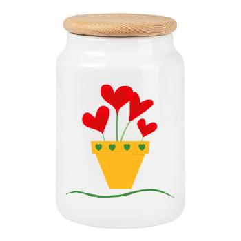 Love pot - Cookie Jar with Wooden Lid - white - Front