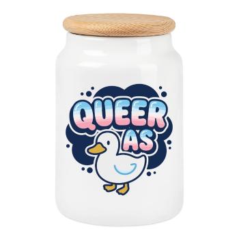 Mois de la Fierté LGBTQ - Queer en Canard - Boîte à biscuits avec couvercle en bois - blanc - Devant
