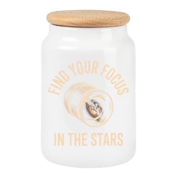 Trouvez votre attention dans les étoiles - Boîte à biscuits avec couvercle en bois - blanc - Devant
