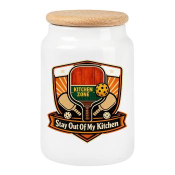 Ne t’en mêle pas de ma cuisine - Boîte à biscuits avec couvercle en bois - blanc - Devant