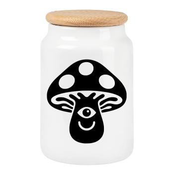 Champignon psychédélique avec motif œil - Boîte à biscuits avec couvercle en bois - blanc - Devant