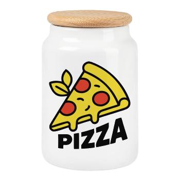 Pizza Piece Letting Italy Pizzeria - Boîte à biscuits avec couvercle en bois - blanc - Devant