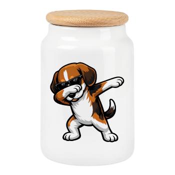 Dapping Beagle - Boîte à biscuits avec couvercle en bois - blanc - Devant