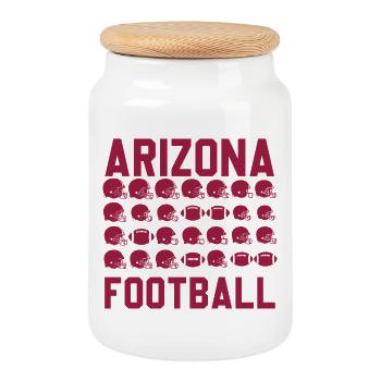 Arizona Football Design – Casques & Balles - Boîte à biscuits avec couvercle en bois - blanc - Devant