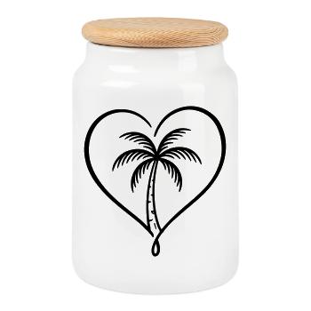Vacances d’amour du cœur de Palm Tree - Boîte à biscuits avec couvercle en bois - blanc - Devant