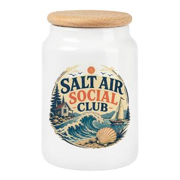 Salt Air Social Club Strandout fit - Boîte à biscuits avec couvercle en bois - blanc - Devant