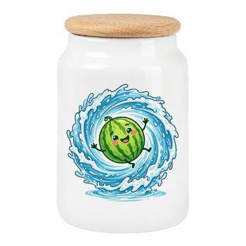 Éclaboussures de pastèque, ambiances de piscine d’été, mesdames - Boîte à biscuits avec couvercle en bois - blanc - Devant