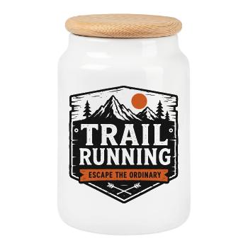 Trail Running Escape the Ordinary Patch - Cookie Jar with Wooden Lid - white - Front