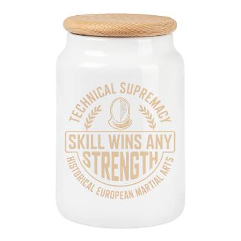 Technical Supremacy Skill Wins Strength - Cookie Jar with Wooden Lid - white - Front