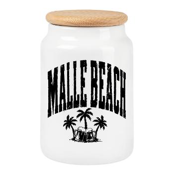 Malle 2026 Édition Fête de Malle Beach - Boîte à biscuits avec couvercle en bois - blanc - Devant