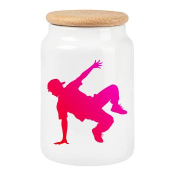 Gift idea for a breakdancer with street dance - Cookie Jar with Wooden Lid - white - Front