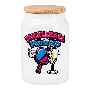 Pickleball Prosecco Logo - Keksdose mit Holzdeckel - Weiß - Vorne