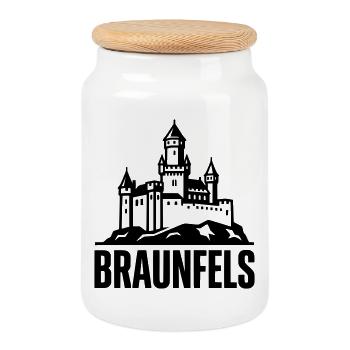 Braunfels Landmark Castle Silhouette - Cookie Jar with Wooden Lid - white - Front
