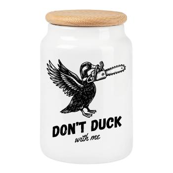 Ente Kettensäge Wasservogel Erpel Lustig Sarkasmus - Boîte à biscuits avec couvercle en bois - blanc - Devant