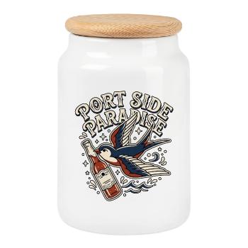 Beer Bird - Boîte à biscuits avec couvercle en bois - blanc - Devant