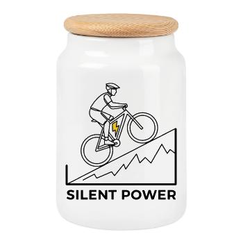 Lightning Uphill Ride - Cookie Jar with Wooden Lid - white - Front