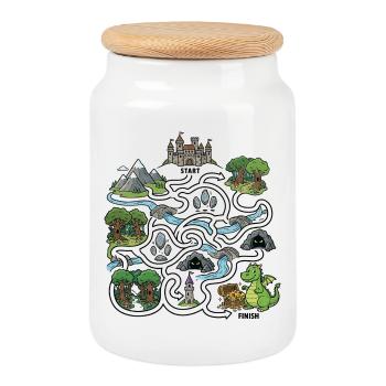 Dragon Treasure Map - Cookie Jar with Wooden Lid - white - Front