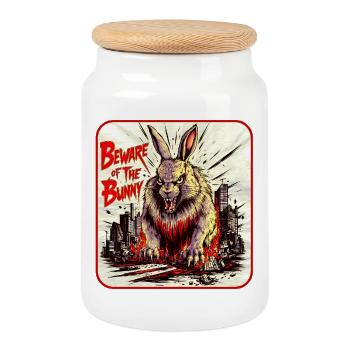 Horror Hase Fun - Keksdose mit Holzdeckel - Weiß - Vorne
