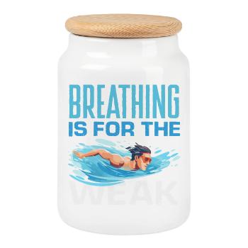 Dictons drôles de nageurs et conception de clubs de natation - Boîte à biscuits avec couvercle en bois - blanc - Devant