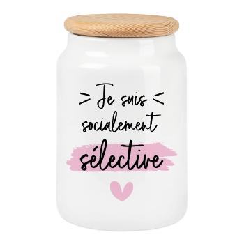 Sélective Pink Script - Boîte à biscuits avec couvercle en bois - blanc - Devant