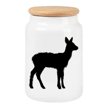 Club de chasse de chasseurs de silhouettes de cerfs Forêt forestière - Boîte à biscuits avec couvercle en bois - blanc - Devant