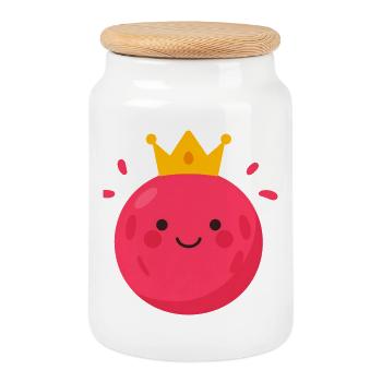 Königliche Kawaii Kugel Pink - Keksdose mit Holzdeckel - Weiß - Vorne