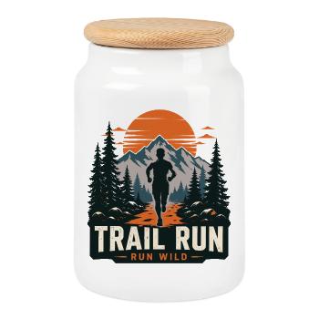 Trail Run - Run Wild - Cookie Jar with Wooden Lid - white - Front