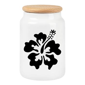 Fleurs d'Hawaï - Boîte à biscuits avec couvercle en bois - blanc - Devant
