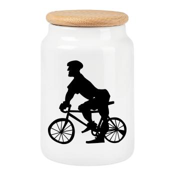 Police de bicyclette - Boîte à biscuits avec couvercle en bois - blanc - Devant